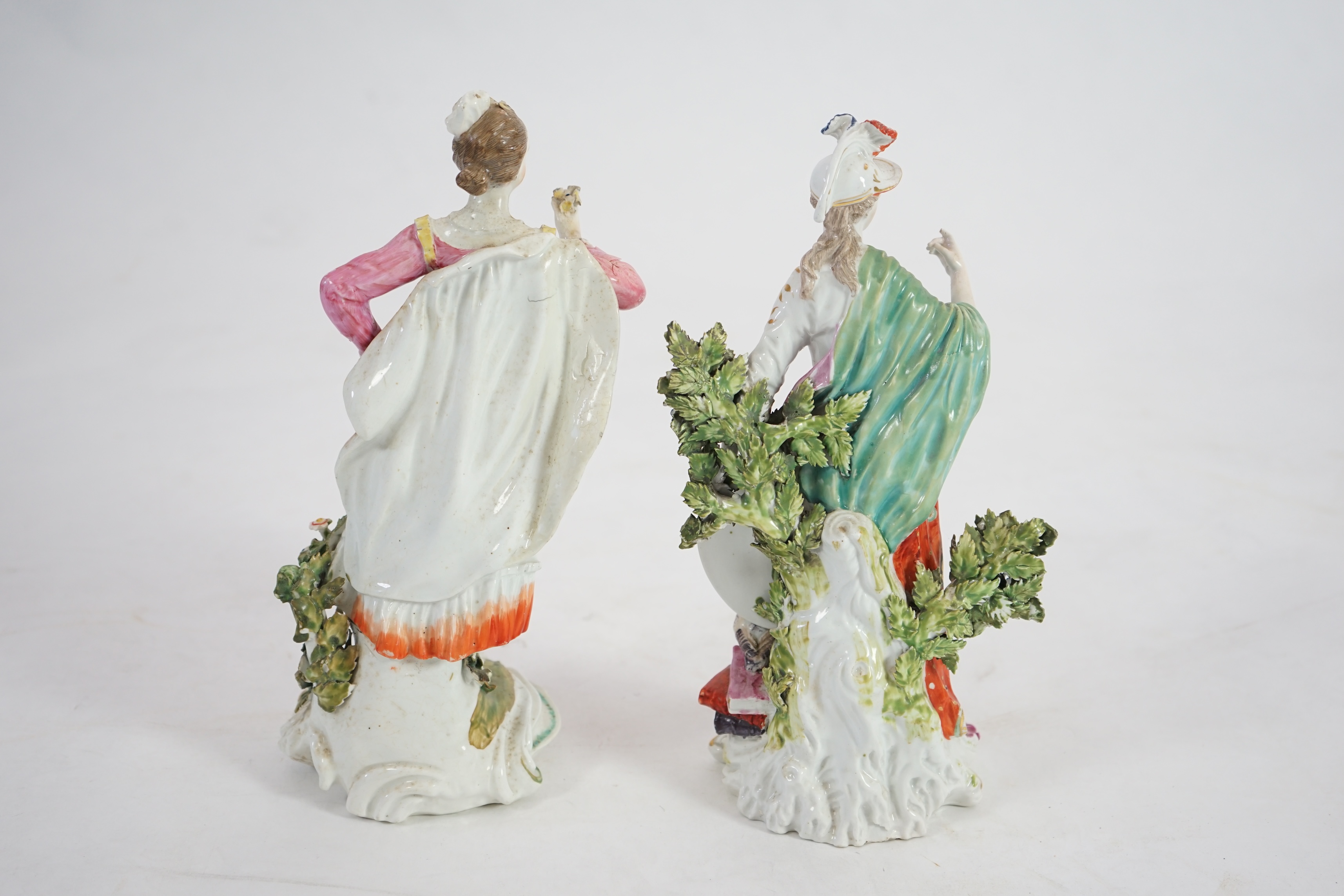 Two large Derby figures; Minerva and Lady with posy of flowers, c.1765-75